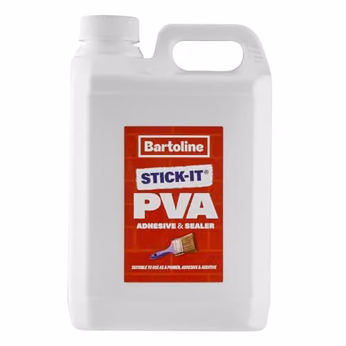 Bartoline PVA Glue Adhesive and Sealer 2.5 l - Multi-Purpose Synthetic Resin Primer for Concrete, Wood, Tiles and Fabric in White or Transparent