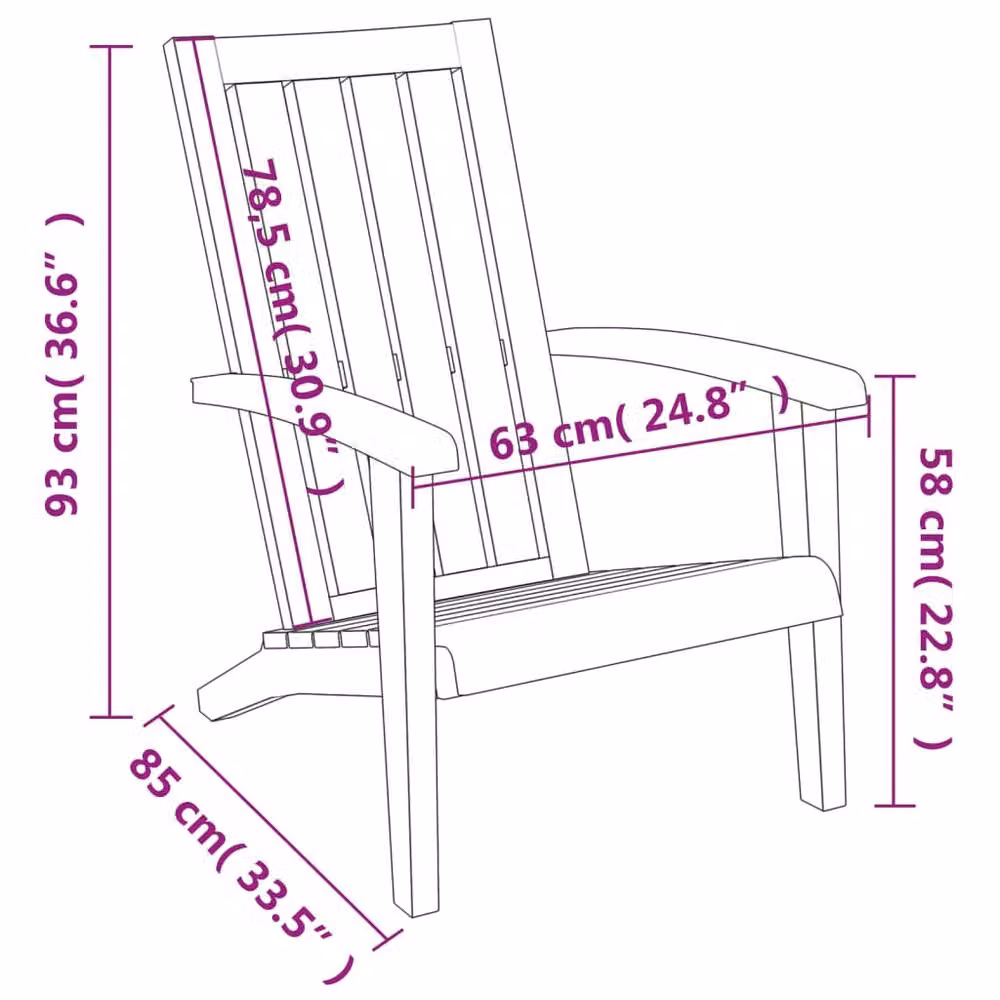 Berkfield Home Beautiful Garden Adirondack Chair in Black Polypropylene – 8