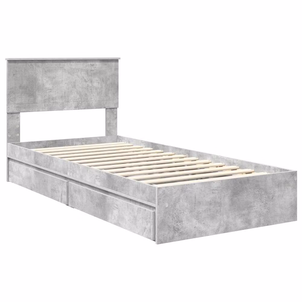 Berkfield Home Modern Storage Bed in Concrete Grey with Drawers, Engineered Wood, W/D/H: 90 x 190 cm – 2