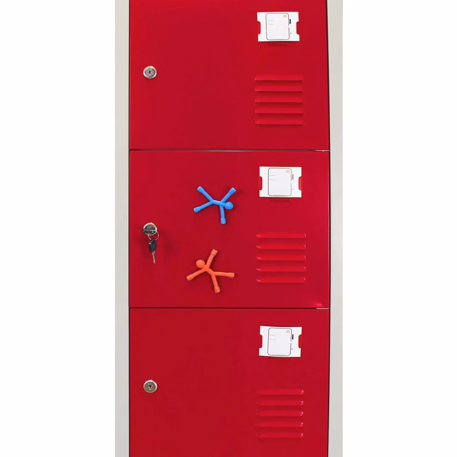Monstershop Set of 3 Metal Storage Lockers with Six Hinged Doors, Red, H 180 x W 45 x D 38 cm – 3