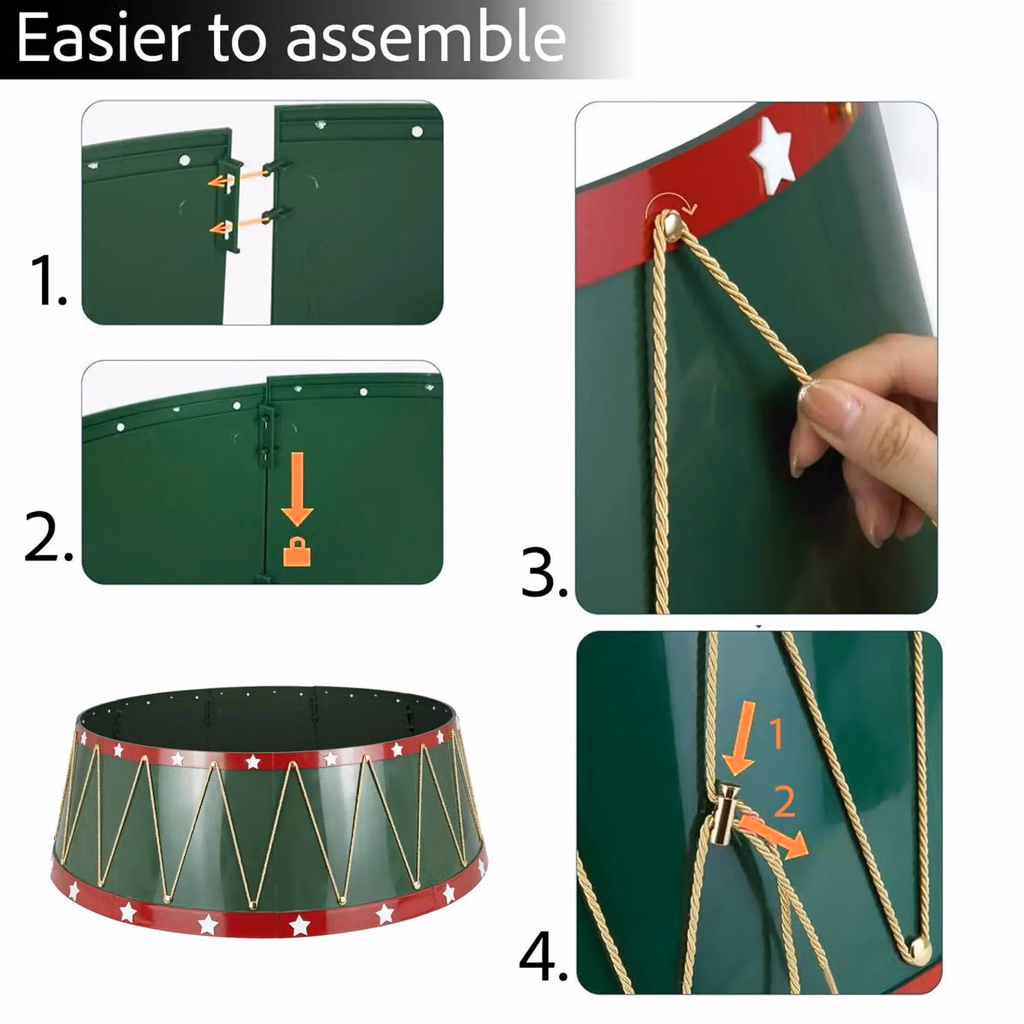 Shatchi Foldable Christmas Tree Skirt Base Cover in Green or Gold, Diameter: 65 cm – 11