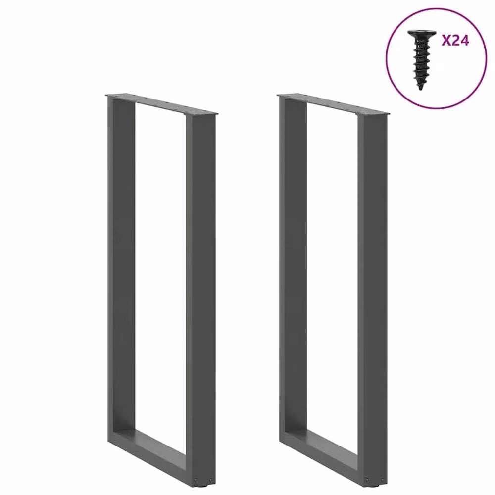 Berkfield Home U-Shaped Steel Coffee Table Legs, 2 Pieces, Anthracite and Black, H: 60 cm, W: 60 cm – 3