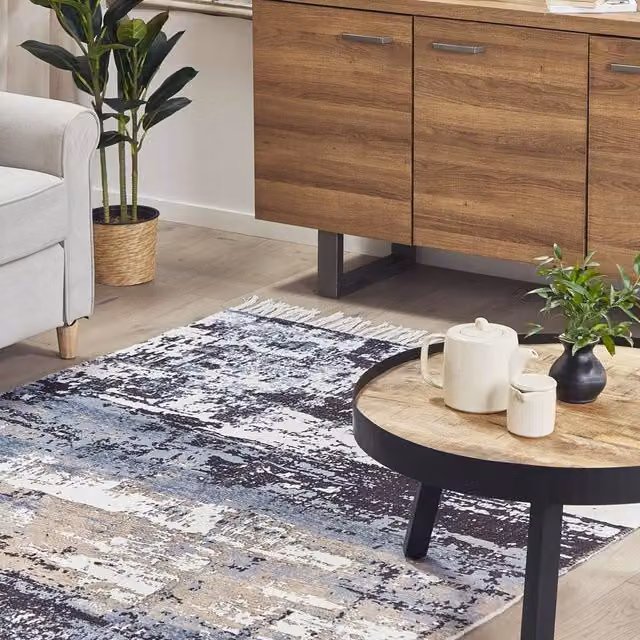 Wyld and Coco Handwoven Geometric Multicolour Area Rug with Fringes W: 150 cm, L: 230 cm