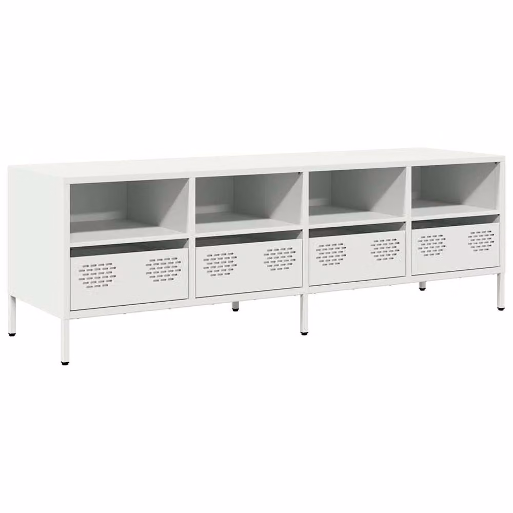 Berkfield Home White Industrial TV Cabinet in Matt Cold-rolled Steel, W: 135 cm, D: 39 cm, H: 43.5 cm – 3