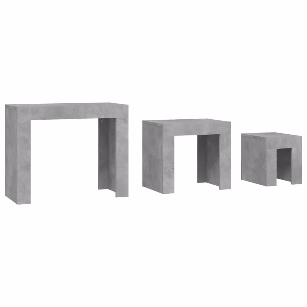 Berkfield Home Nesting Coffee Tables, 3 Piece Set in Concrete Grey Engineered Wood – 3