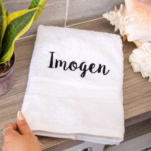 Duncan Stewart Personalised Luxury Fluffy Cotton Hand Towel in White