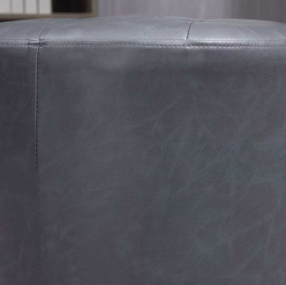 STILVORA Swivel Stool with Grey Faux Leather and Metal Base – 6