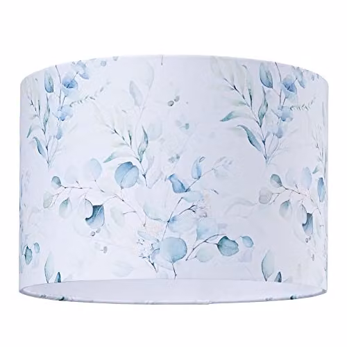 Happy Homewares Contemporary Floral Watercolour Cylinder Lampshade in Teal, Blue and Green