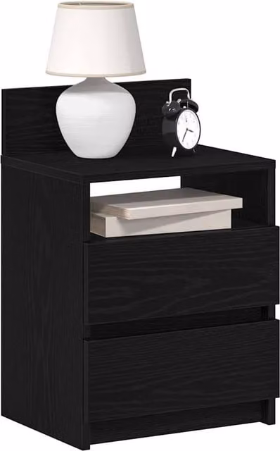 Berkfield Home Modern Black Bedside Cabinet with 2 Drawers, W/D/H: 40 x 33 x 60 cm – 1