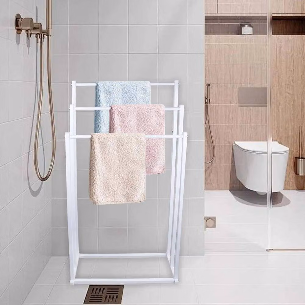 Kelvenix White Freestanding Metal Towel Rack and Towel Rail – 3