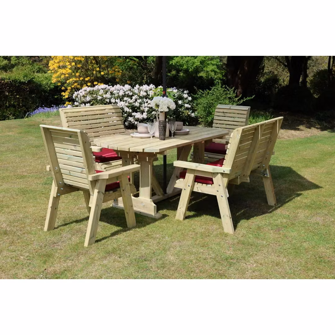 Churnet Valley Garden Furniture Ltd Ergo 2X2B 2XC Table Set with Cushions in Brown – 2