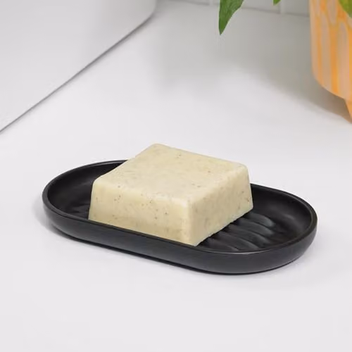 ReBorn Recycled Bathroom Soap Dish Tray Holder with Drainage, Black, Freestanding – 2