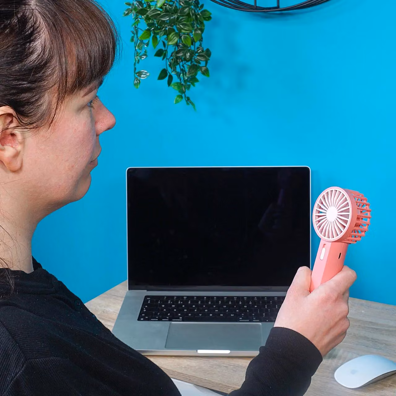 mysmartbuy Mini USB Rechargeable Handheld Fan with 2 Speeds and Strap, Pink – 2