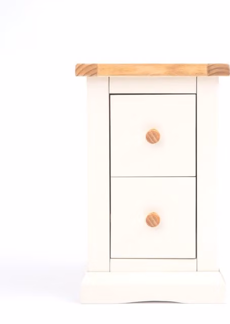 Cabinet Bits Castelli 2 Drawer Petite Bedside Cabinet in White and Waxed Pine Wood