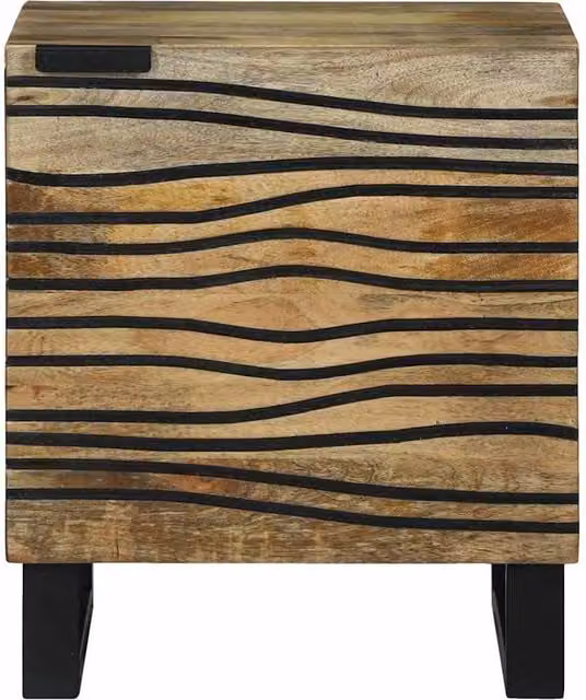 Berkfield Home Durable Mango Wood Bedside Table in Brown, Black and Beige, W/D/H: 40 x 33.5 x 46 cm – 1