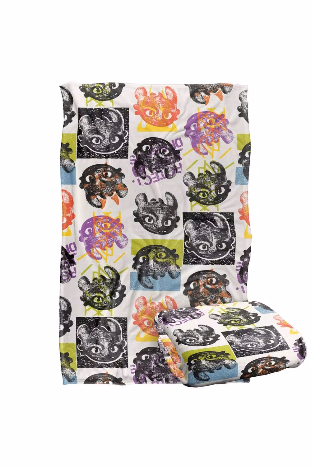 NBCU Toothless Lino Print Pattern Super Soft Throw Blanket for Children, Multicolour, W: 91.44 cm, L: 147.32 cm – 2