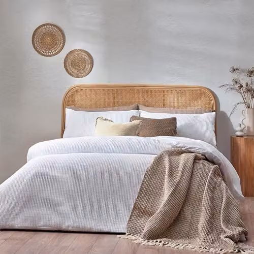 Yard Chunky Waffle 100% Cotton Duvet Cover Set in White, 90 x 200 cm