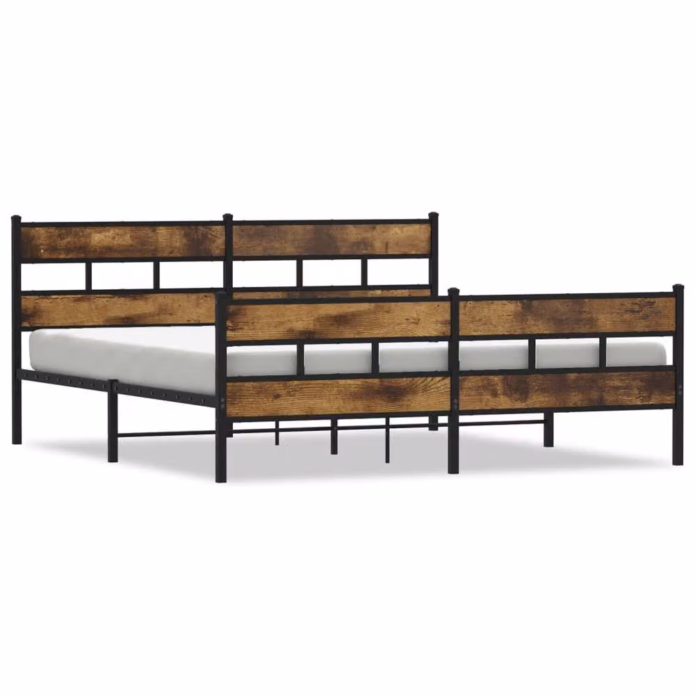 Berkfield Home Metal and Oak Bed Frame in Brown, W/D/H: 200 x 91.5 x 206 cm – 3