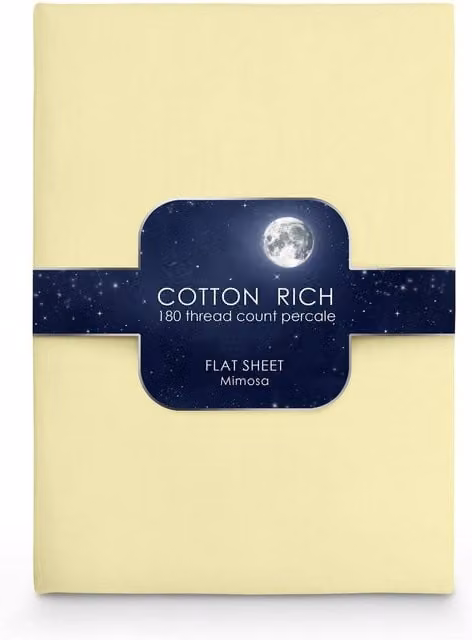 Intimates Cotton Rich Plain Dye Flat Sheet in Bright Yellow, W/D/H: 90 x 200 cm