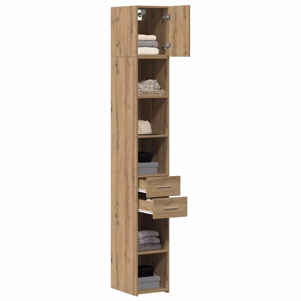 Berkfield Home Slim Storage Cabinet in Artisan Oak, Brown, W: 30 cm, D: 22.5 cm, H: 225 cm – 2