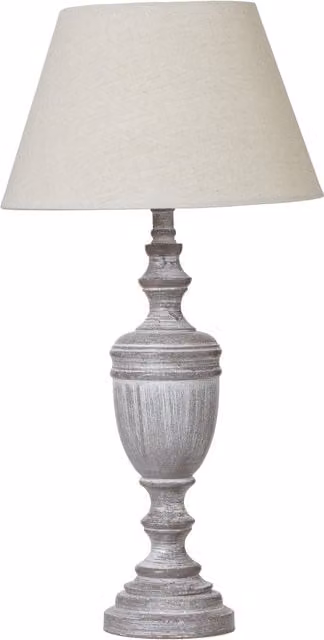 KDMK Nola Urn Table Lamp with Ceramic Base and White Fabric Shade
