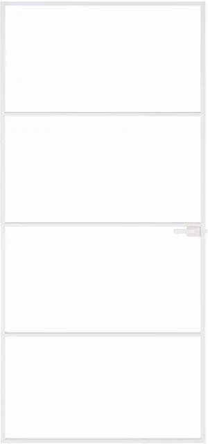 Berkfield Slim Modern Interior Door in White with Transparent Tempered Glass and Aluminium, W: 93 cm, H: 201.5 cm