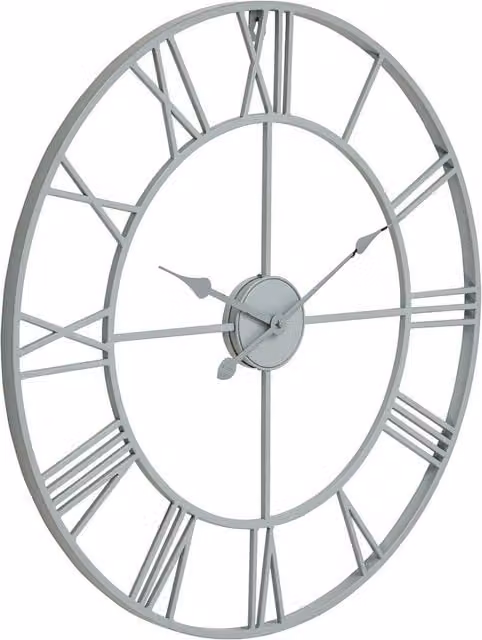 Hill Interiors Modern Round Skeleton Wall Clock in Grey with Quartz Movement