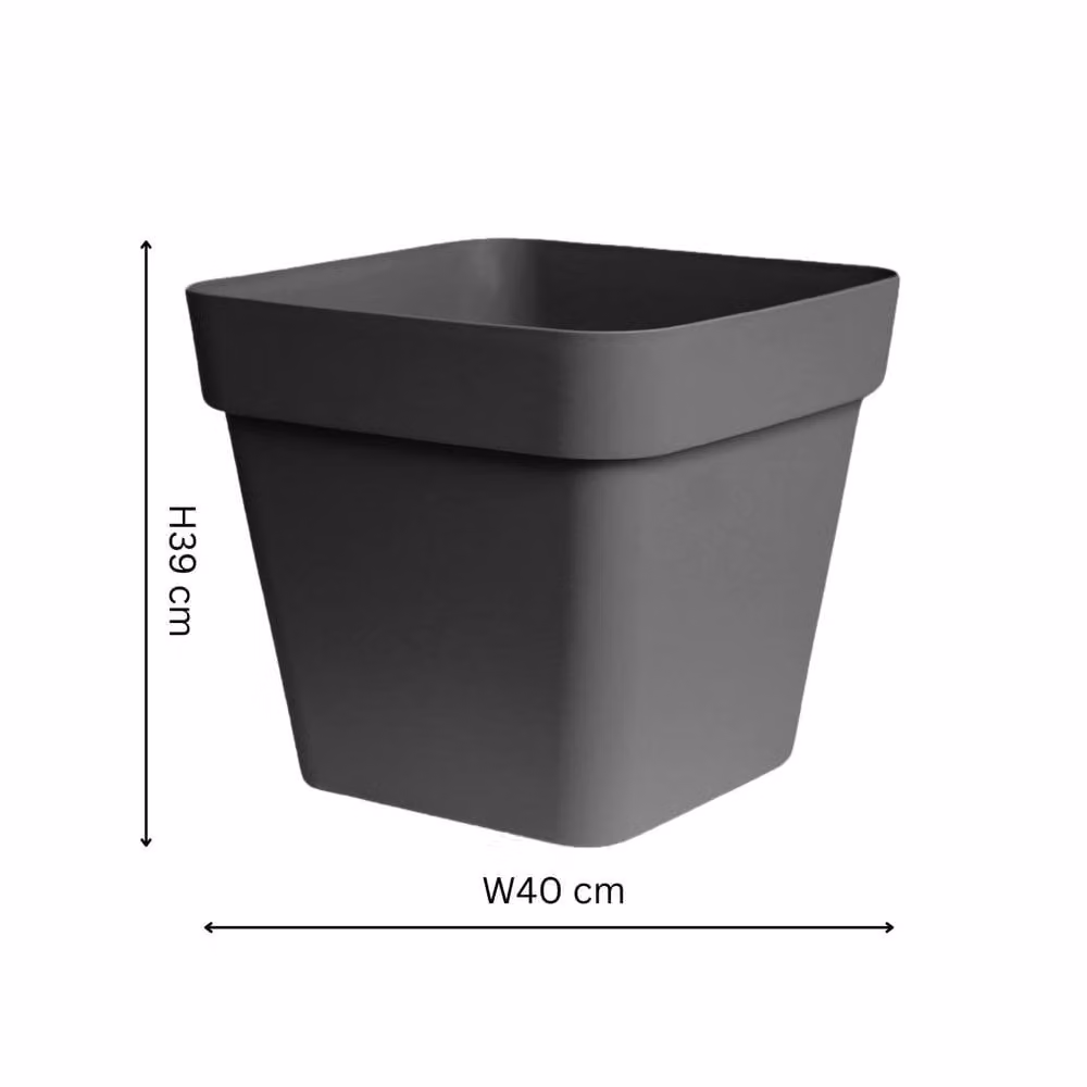 Ivyline Cleo Square Planter Anthracite with Black Wheels, Diameter: 40 cm – 3