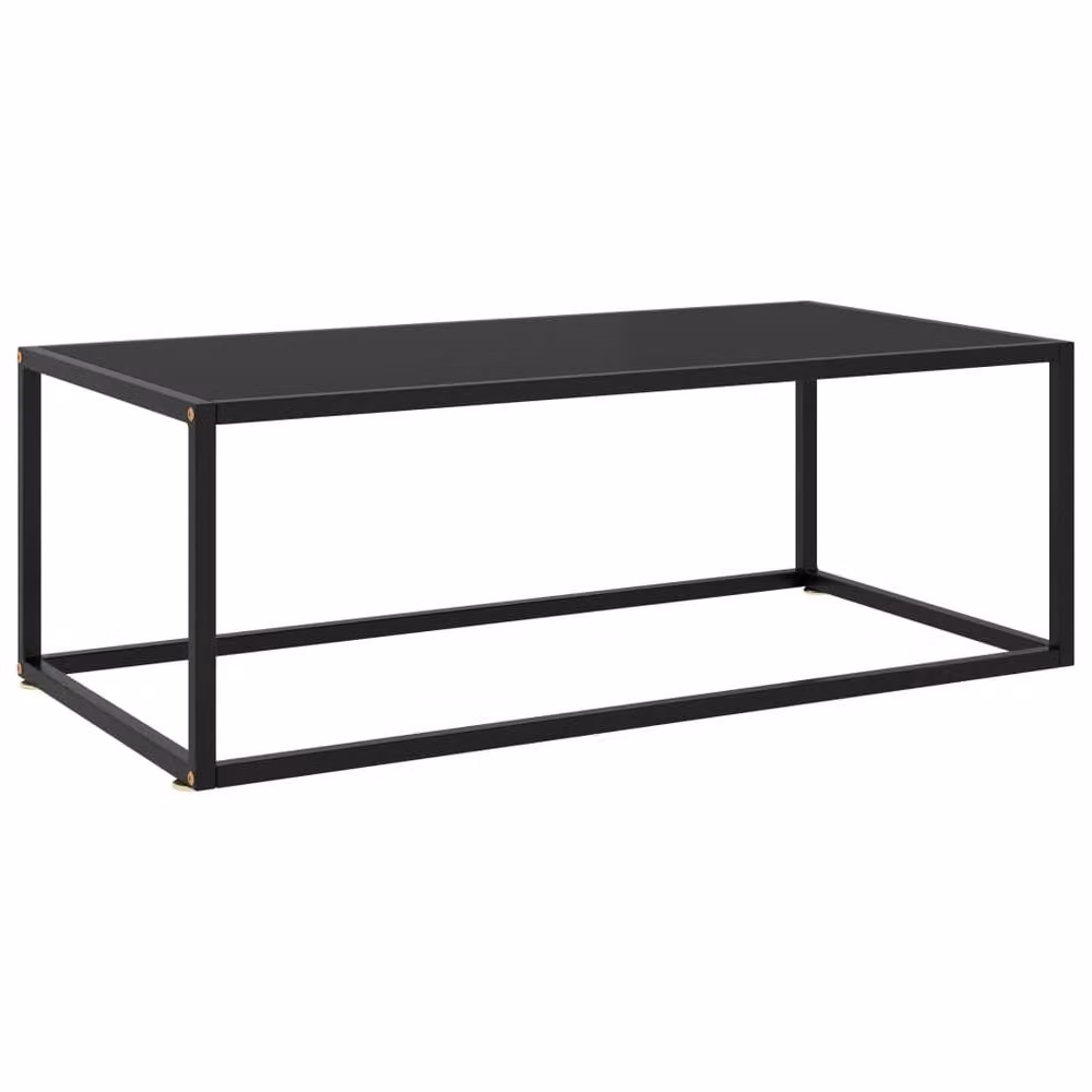 Berkfield Home Modern Rectangular Coffee Table in Black with Black Glass, W/D/H: 100 x 50 x 35 cm – 2