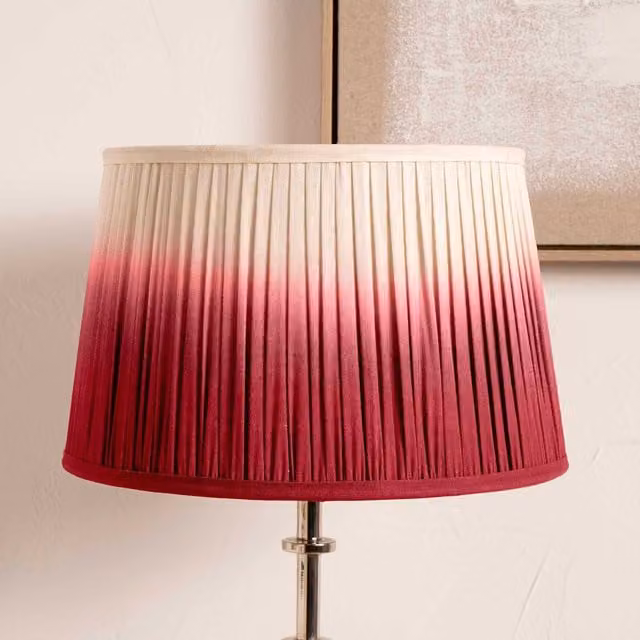 Ruma Pink Ombre Pleated Tapered Fabric Lamp Shade for Table Lamps, Diameter: 20.32 cm