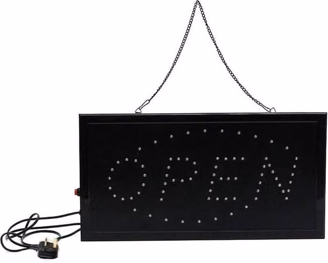 NESTLUNE Flashing LED Open Sign Neon Light in Black, W: 100 cm, H: 15 cm – 1