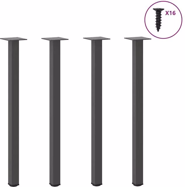 Berkfield Home Steel Coffee Table Legs, 4 Pieces, Anthracite Black, Height: 72 cm – 1