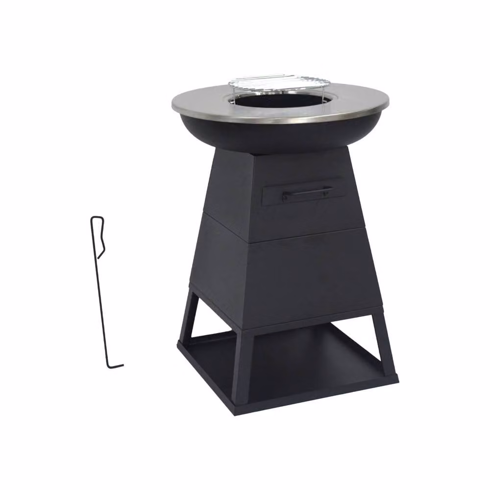 sweeek Black Steel Brazier Barbecue with Warming Rack and Storage Space, Diameter: 59 cm – 2