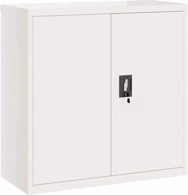 Berkfield Home White Steel Freestanding File Cabinet with Lock and Adjustable Shelves, W/D/H: 90 x 40 x 90 cm