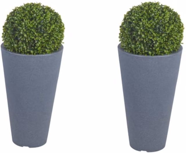 URBNLIVING Modern Tabletop Garden Planters in Grey and Black, W/D/H: 24 x 24 x 35 cm