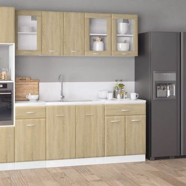 Berkfield Home Lyon 4 Piece Kitchen Cabinet Set in Sonoma Oak Brown