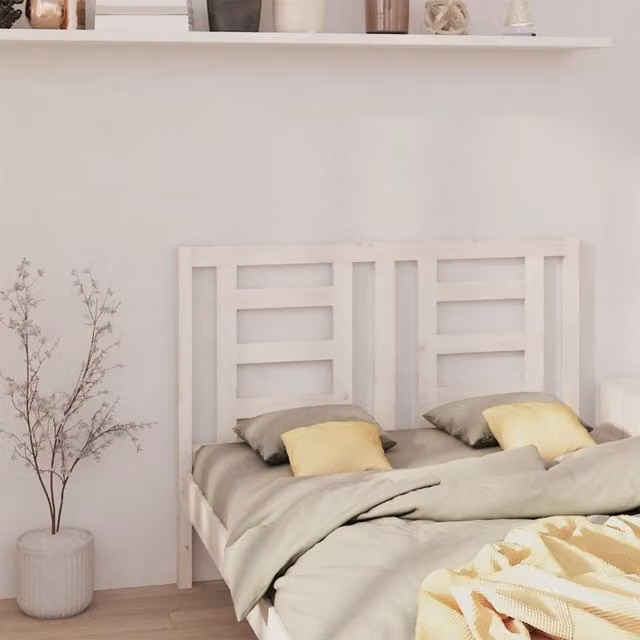 Berkfield Home White Rustic Solid Wood Pine Bed Headboard, W: 146 cm, D: 4 cm, H: 100 cm – 1