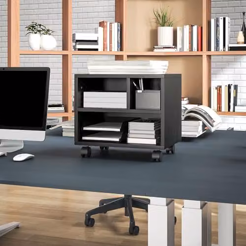 HOMCOM 2-Tier Black Printer Stand with Storage and Castors, W/D/H: 40 x 30 x 36 cm – 7