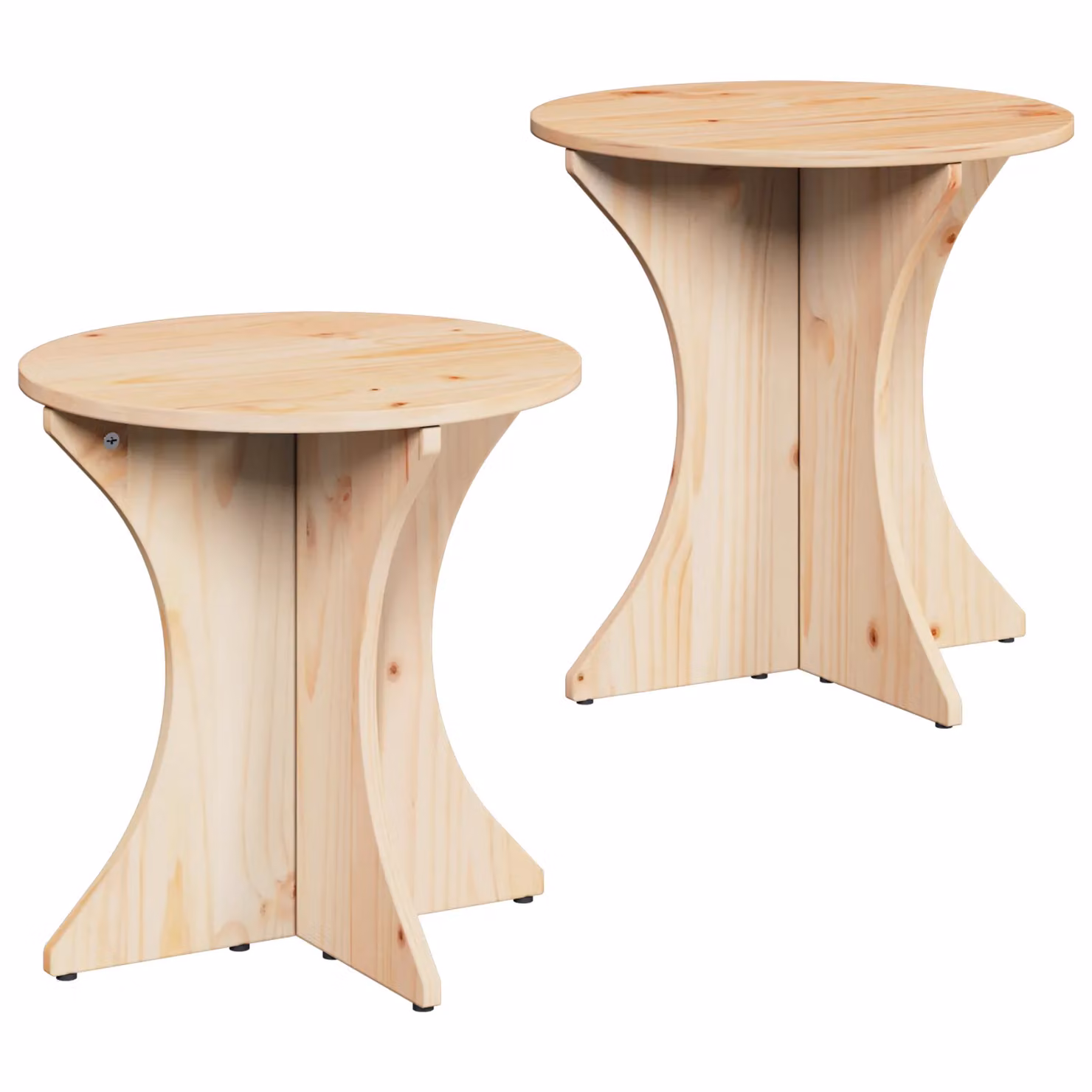 Berkfield Home Set of 2 Round Rustic Nested Coffee Tables in Brown Solid Pine Wood – 2