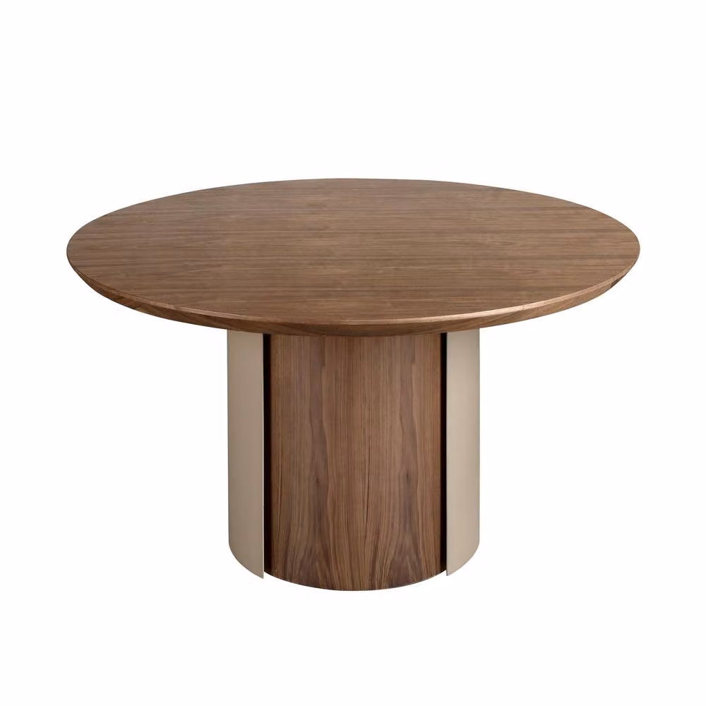 Angel Cerda Round Walnut Dining Table in Brown and Sand, Diameter: 140 cm, Height: 76 cm – 2