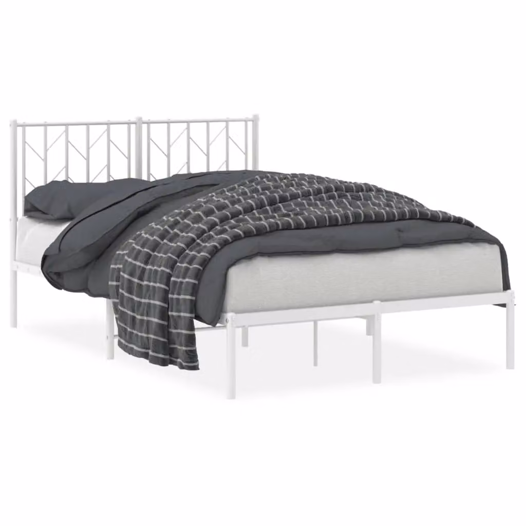 Berkfield Home Metal Bed Frame with Headboard, White, W/D/H: 120 x 190 x 90 cm – 2