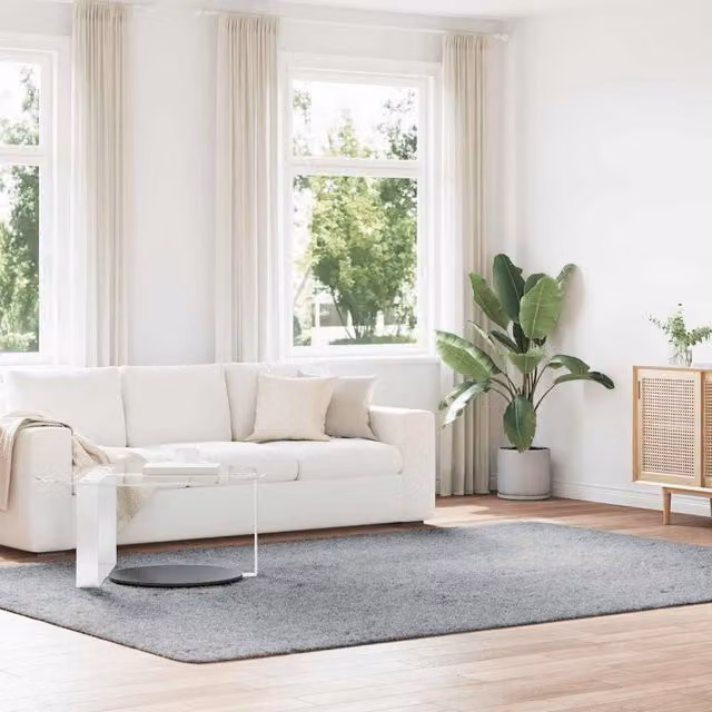 Berkfield Home Navarra Shaggy High Pile Rug in Silver Grey, W: 240 cm, D: 340 cm, Polyester