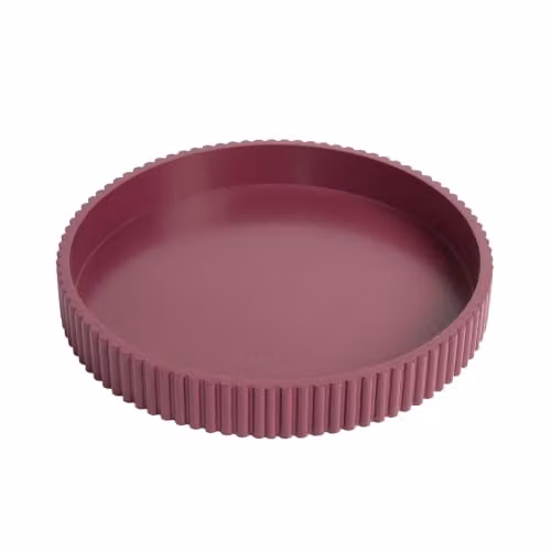 OHS Modern Ribbed Round Decorative Tray in Red, W/D/H: 28 x 28 x 4 cm