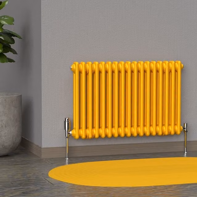 Lux Heat Horizontal 2 Column Steel Radiator in Yellow, W: 78.5 cm, H: 50 cm