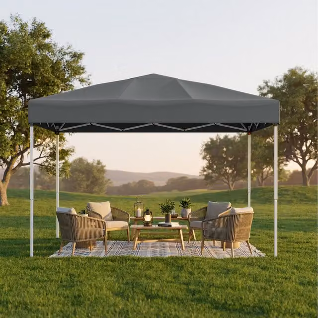 SONGMICS Grey Gazebo Canopy Tent with UV Protection and Carry Bag, W/D/H: 300 x 300 x 260 cm