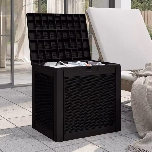 Berkfield Home Garden Storage Box in Black Plastic, W: 55.5 cm, D: 43 cm, H: 53 cm – 1