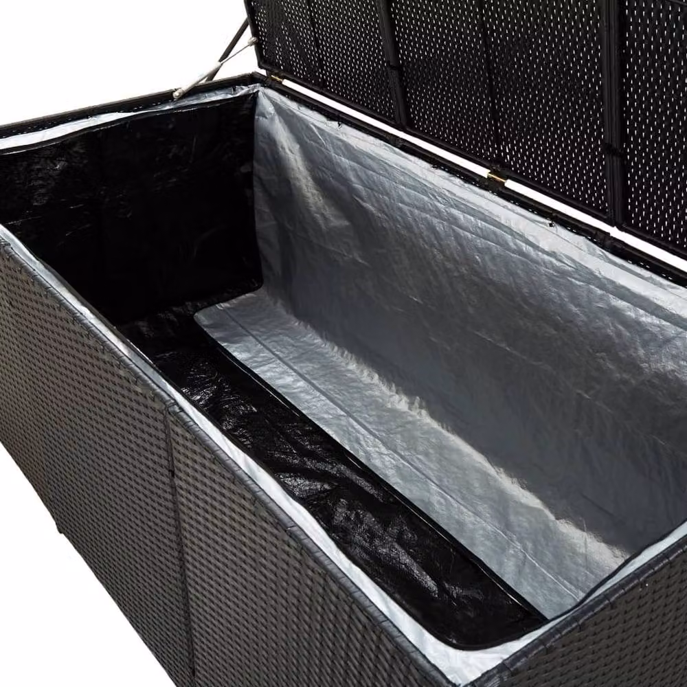 Berkfield Home Garden Poly Rattan Storage Box in Black, W/D/H: 180 x 90 x 70 cm – 3