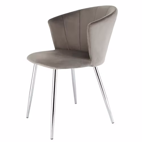 Genesis Ella Silver Velvet Accent Chair with Curved Back and Metal Legs