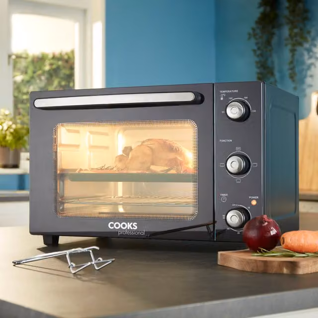 Cooks Professional Mini Oven with Steam Assist and Timer, Black