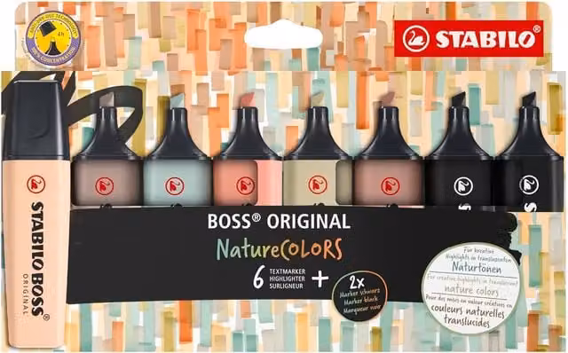 STABILO BOSS ORIGINAL NatureCOLORS Chisel Tip Highlighters, Multicolour